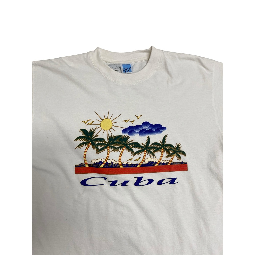 Y2K White Cuba Graphic T-Shirt